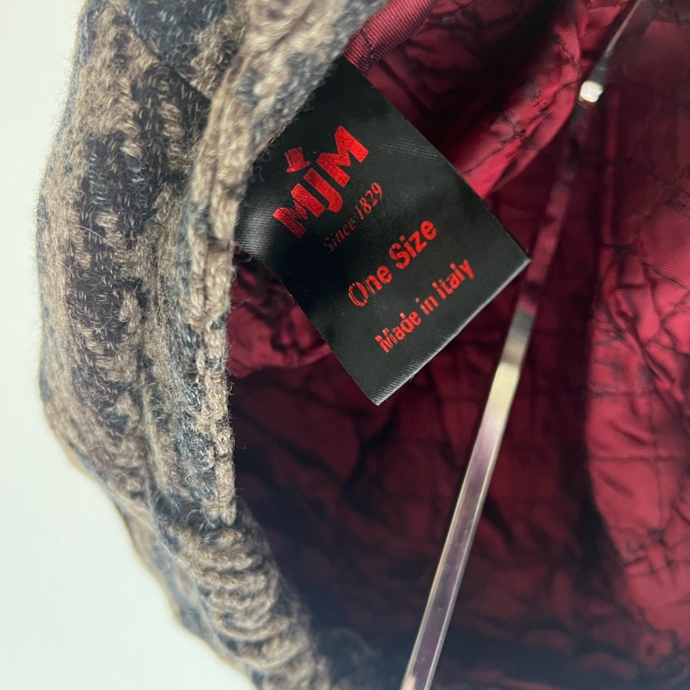 MJM Since 1829 Italian Virgin‎ Wool Houndstooth Newsboy Cap - Picture 7 of 10